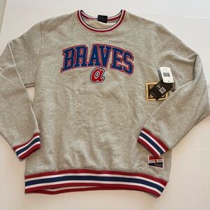 NWT Men’s New Era Atlanta Braves Throwback Crewneck Sweatshirt, Size XL